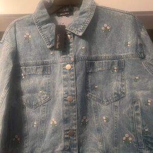 Lea & Viola Light Blue Jacket with Floral Details